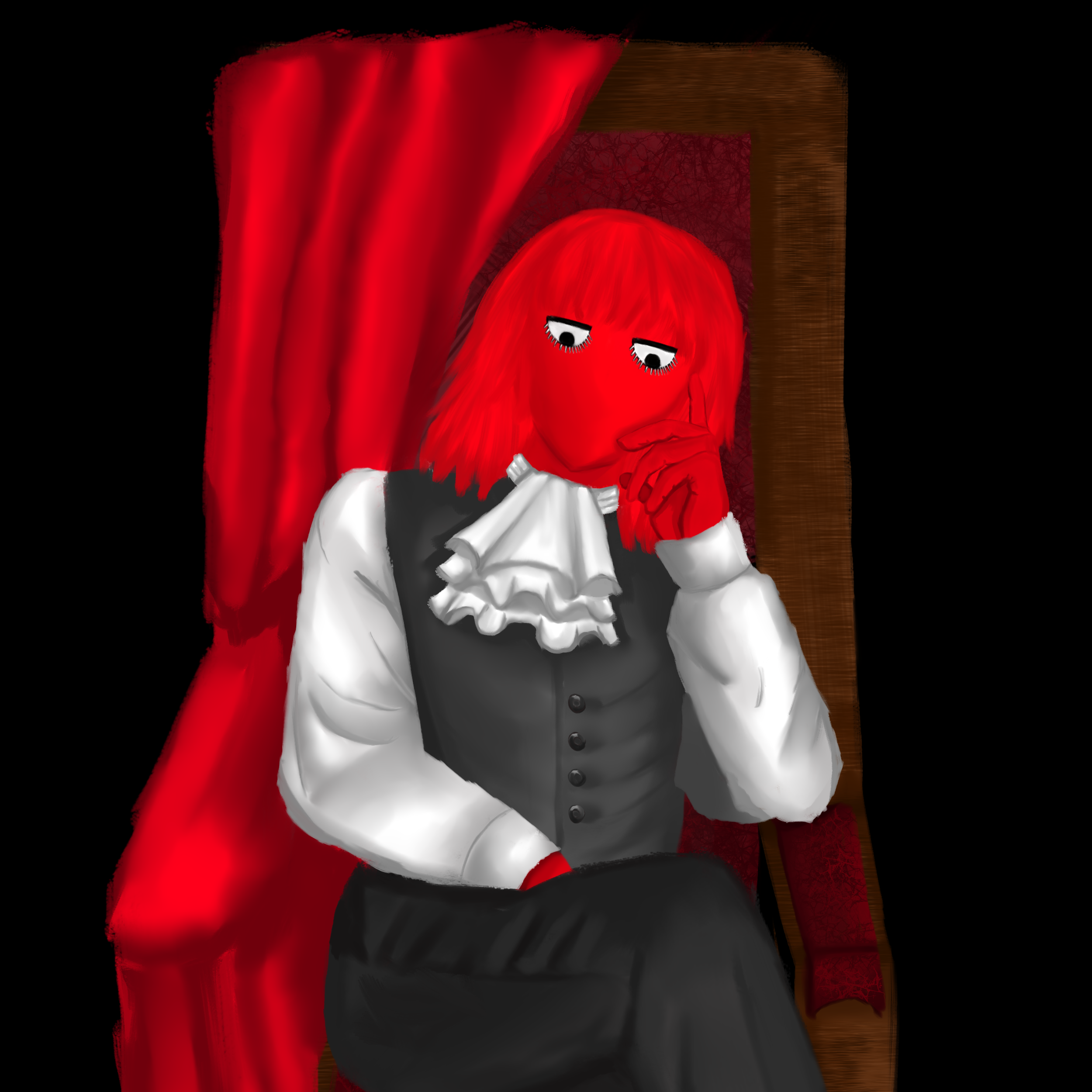 Her sitting on the throne